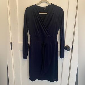 The Limited Dark Navy Sheath Dress V-Neck Long Sleeve